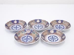 明治期　伊万里焼　染錦小皿5客